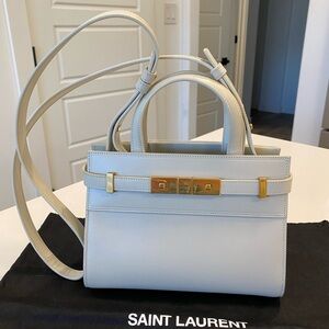 Saint Laurent Manhattan Nano in Crema Soft Top Handle Crossbody